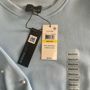 NEW LUCY PARIS SWEATSHIRT w/ Pearl accent sleeves